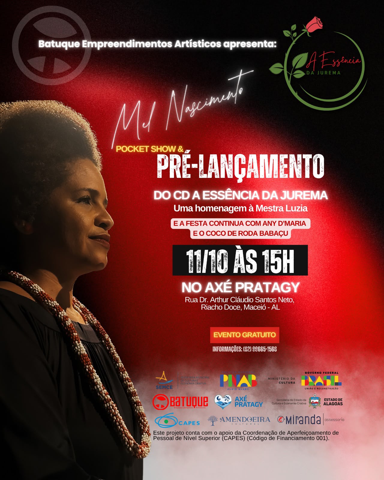 Mel Nascimento, Axé Pratagy e a Essência da Jurema fazem homenagem à Mestra Luzia