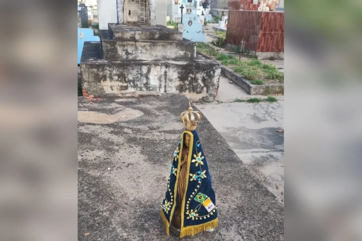 Imagem de Nossa Senhora furtada em Corumbá é achada em cemitério