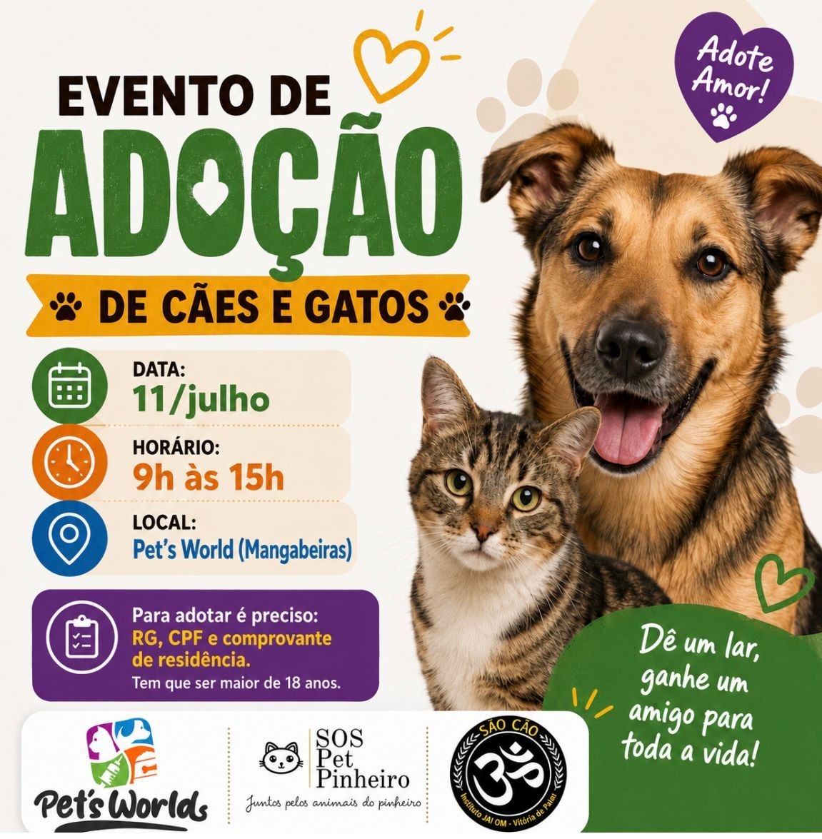 Evento promove adoção de cães e gatos neste sábado em Maceió