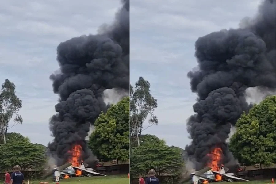 Queda de avião em Marília deixa dois mortos e um ferido grave