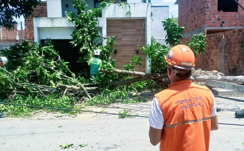 Defesa Civil registra três ocorrências após ventos fortes em Maceió