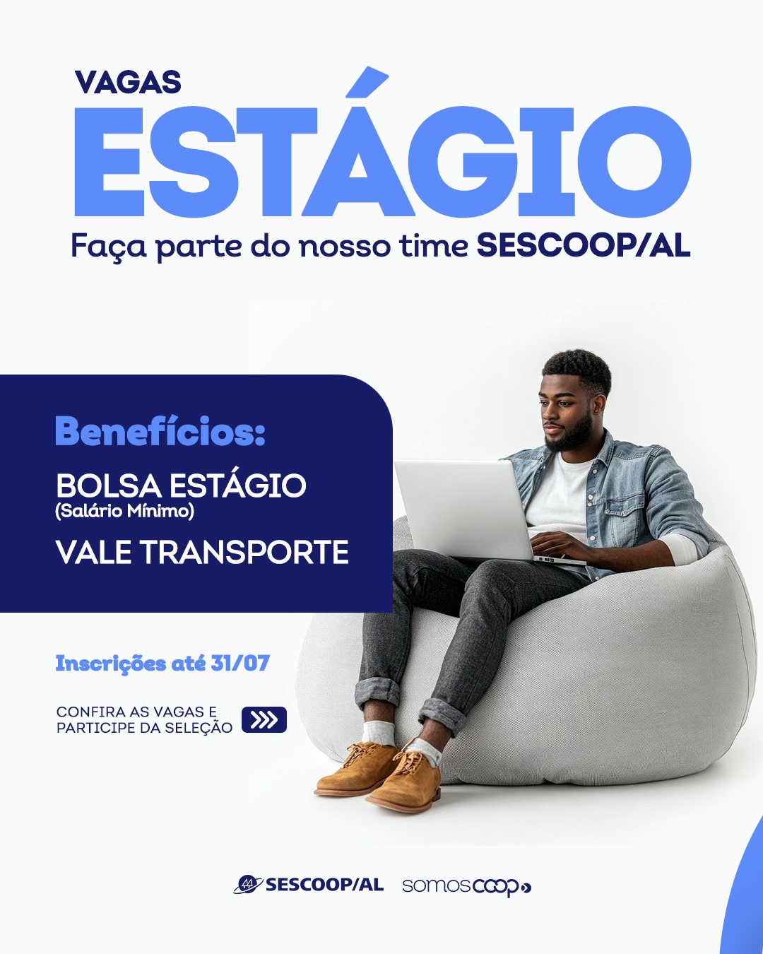 Sescoop-AL abre vagas de estágio nas áreas de assessoria e desenvolvimento