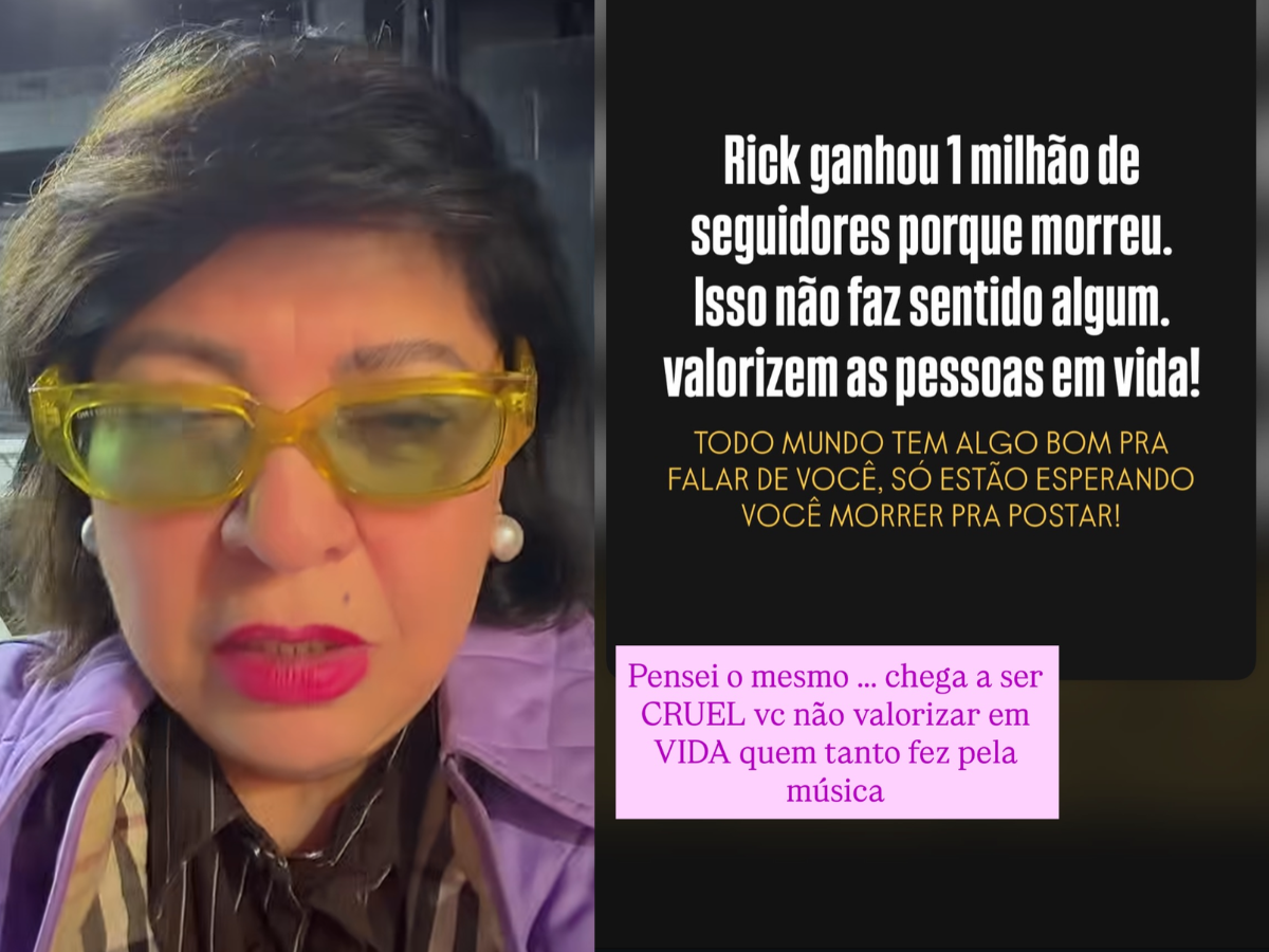 Roberta Miranda critica 1 milhão de seguidores de Rick após a morte