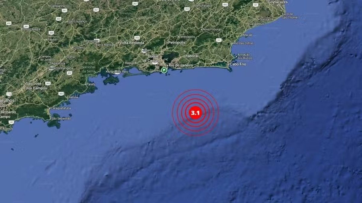 Novo tremor de terra de magnitude 3,1 é registrado no litoral do RJ