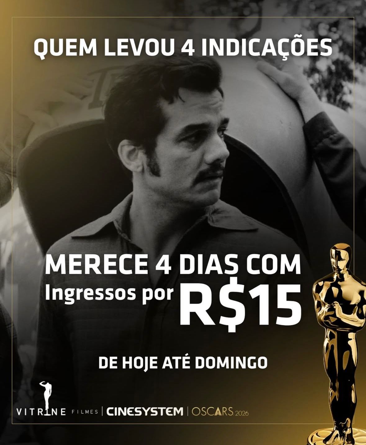 Cinema em Alagoas realiza promoção em comemoração às 4 indicações de O Agente Secreto