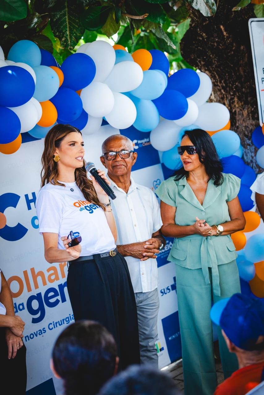 Ao lado do prefeito de Japaratinga, Marina Candia anuncia 200 cirurgias oftalmológicas pelo programa Olhar da Gente