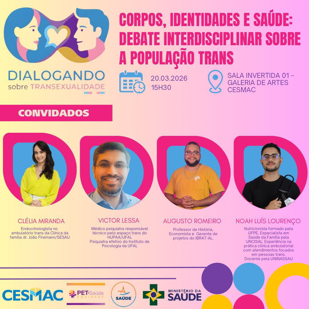 CESMAC promove debate sobre saúde e população trans nesta sexta-feira (20)