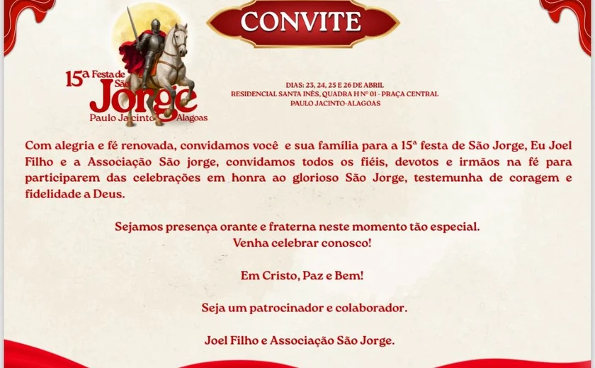 Festa de São Jorge reúne fiéis em quatro dias de celebração em Paulo Jacinto