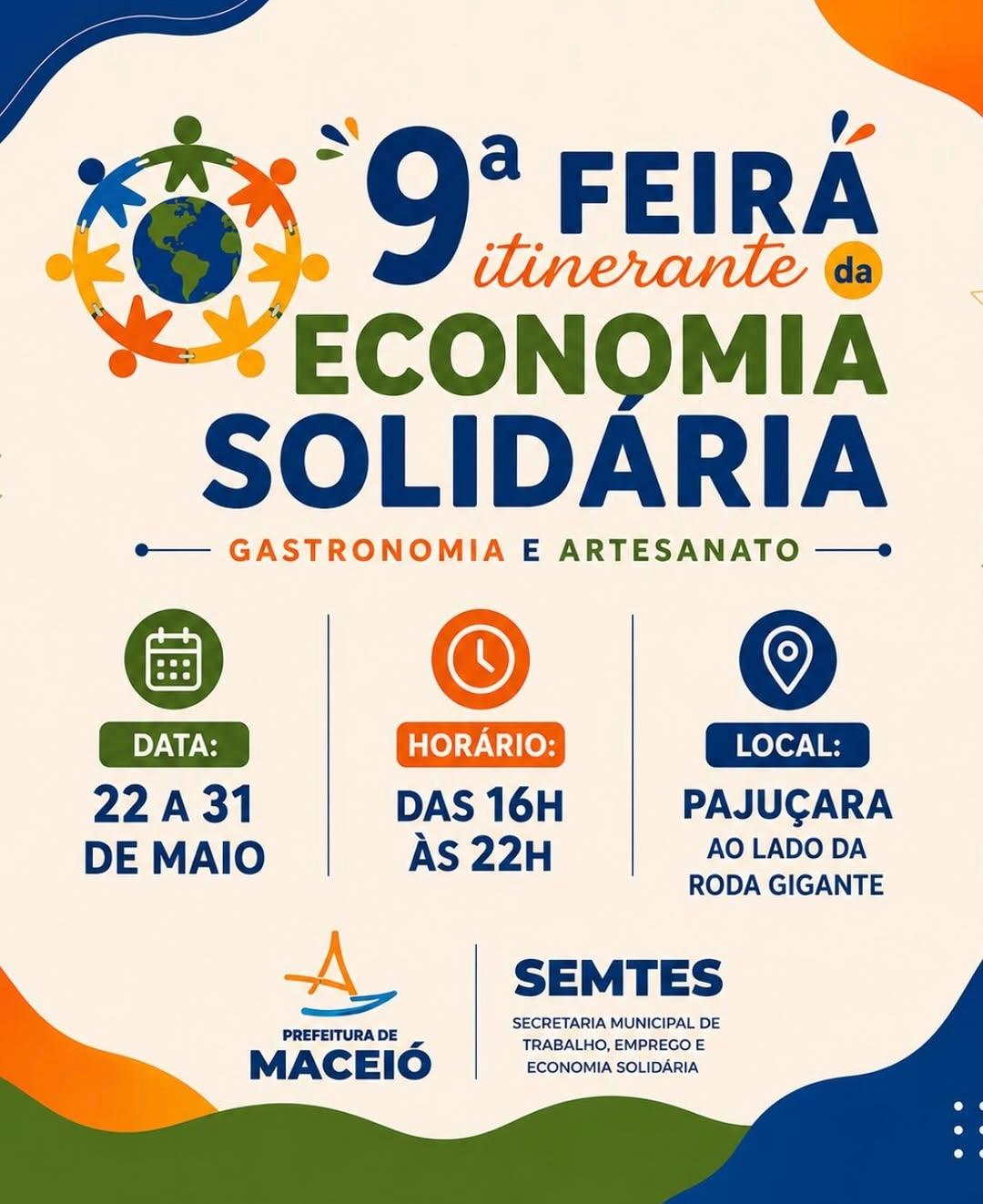 Artesanato: 9ª Feira Itinerante da Economia Solidária acontece na Pajuçara