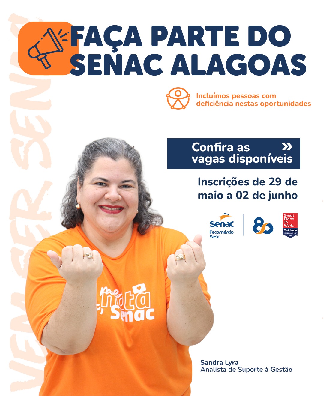 Senac Alagoas abre processo seletivo para cargos em Maceió e Arapiraca