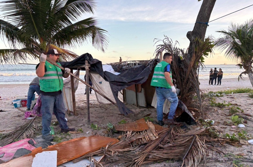 Segurança Cidadã retira estruturas irregulares e fogueiras na Praia da Avenida
