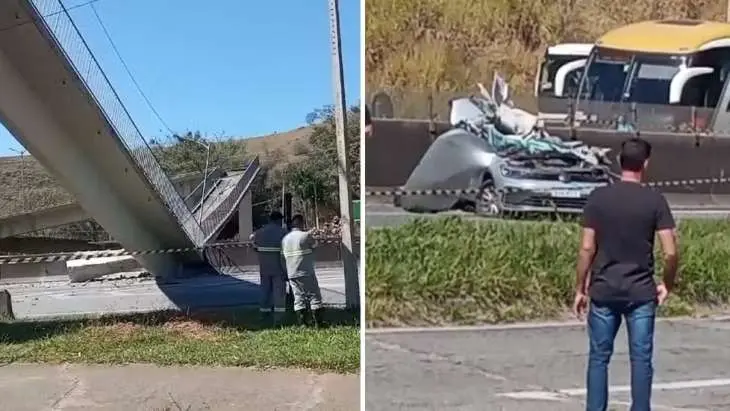 Passarela desaba após ser atingida por caminhão e deixa dois mortos em SP