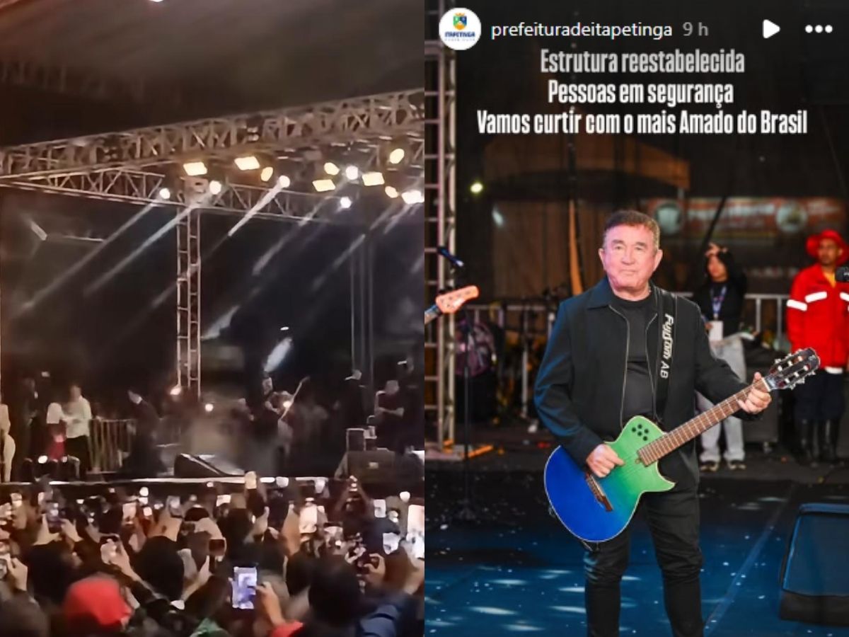 Estrutura desaba em show de Amado Batista e assusta público em festa junina